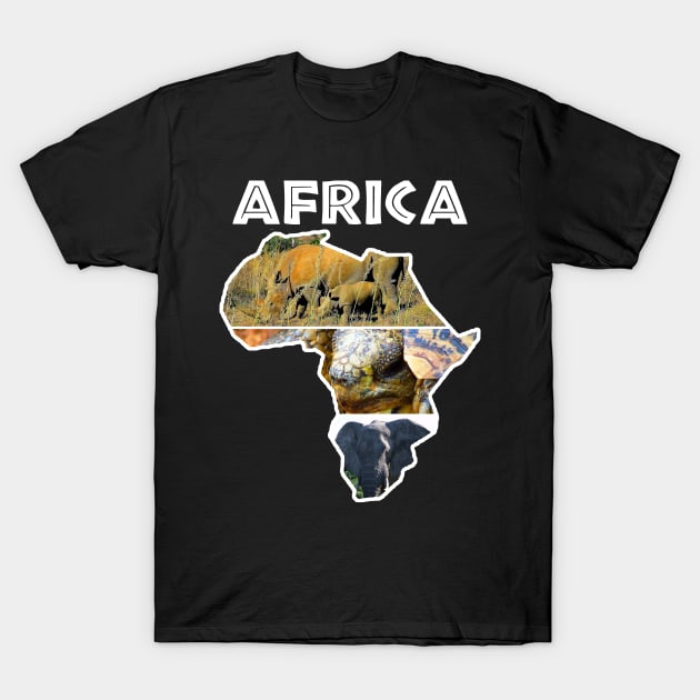 African Wildlife Continent Collage T-Shirt by PathblazerStudios